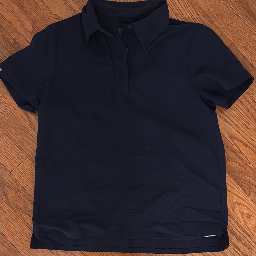 FIGS navy button down scrub top